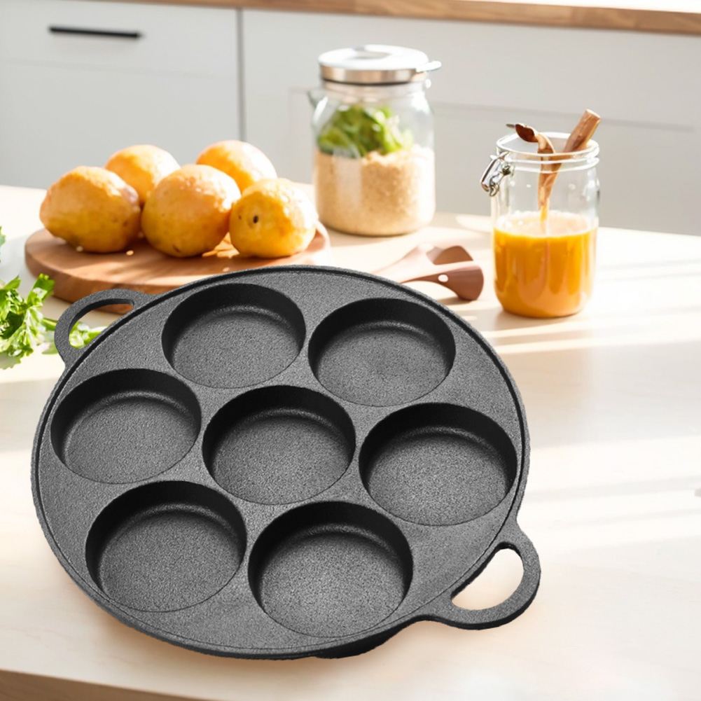 7 Hole Frying Pot Cast Iron No - Egg Waffle Pan 评论和价格