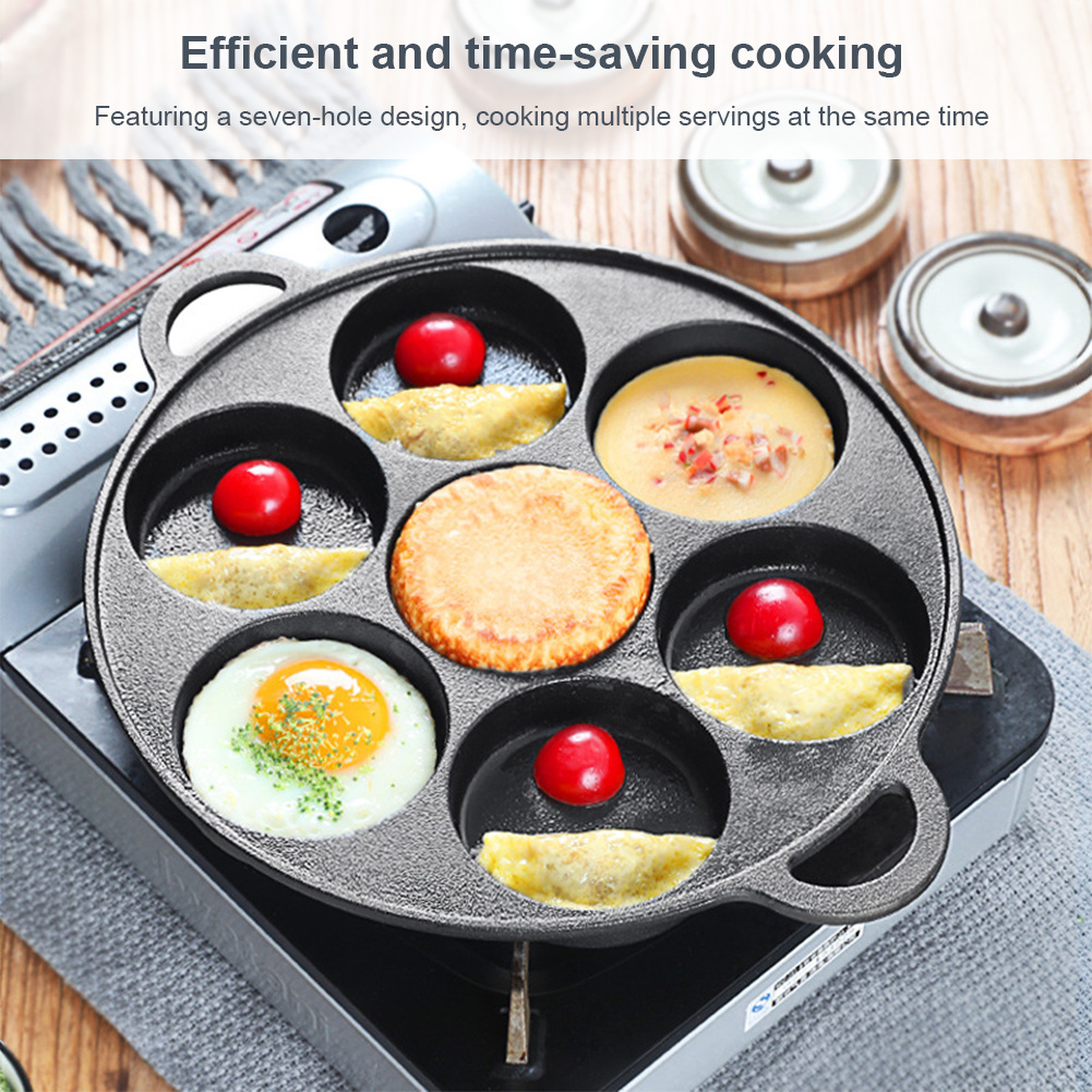 7 Hole Frying Pot Cast Iron No - Egg Waffle Pan 评论和价格