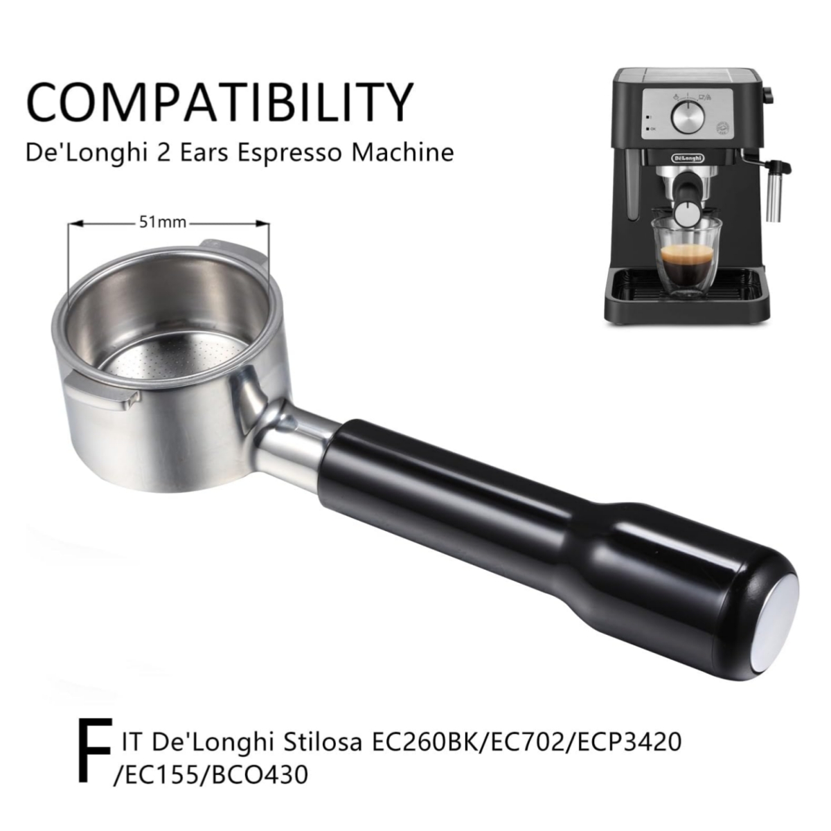 51mm Bottomless Portafilter 2  - Delonghi Espresso Ecp3420 评论和价格